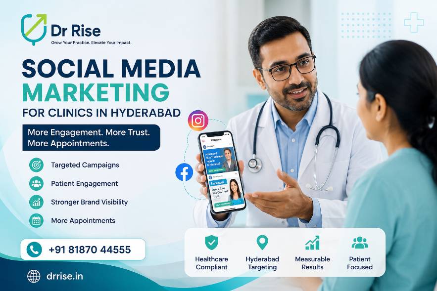 Social Media Marketing for Clinics in Hyderabad- for drrise- doctor consulting a patient